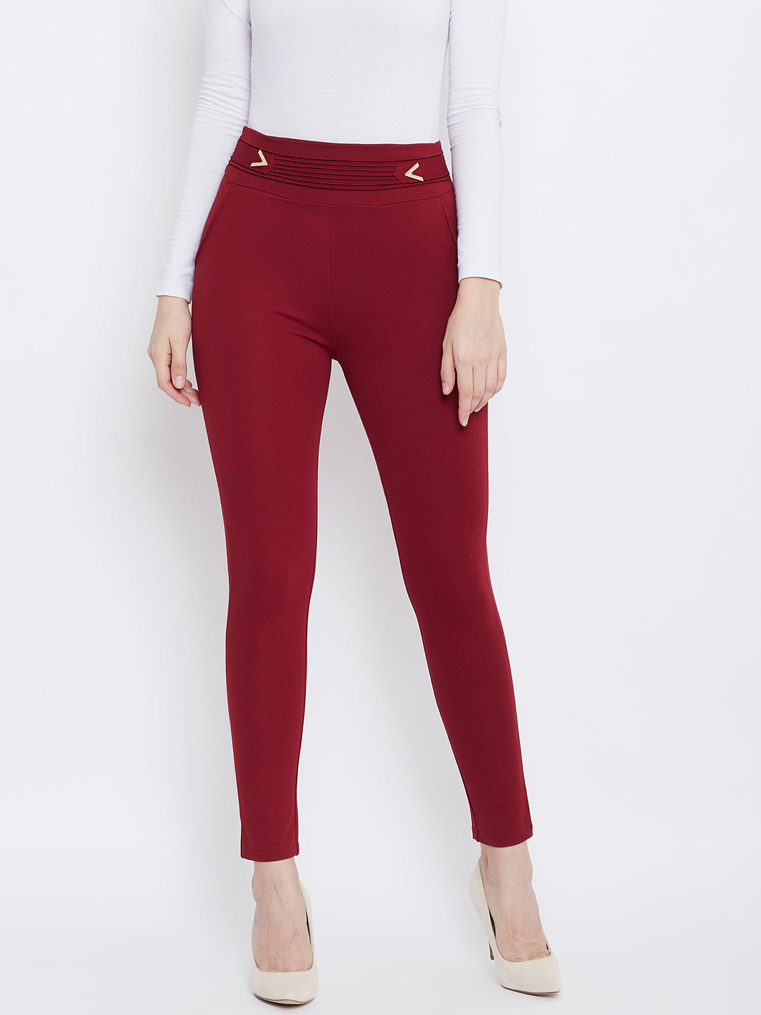 Buy Maroon & Red Leggings for Women by Clora Creation Online