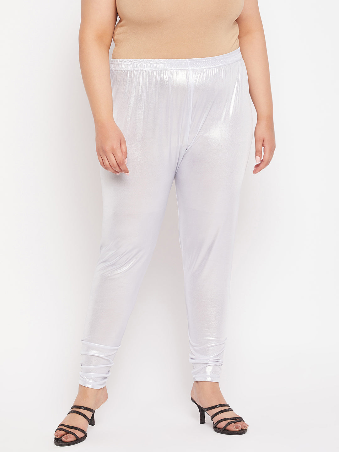 Buy Silver Solid Shimmer Leggings Online at Best Price - Clora Creation