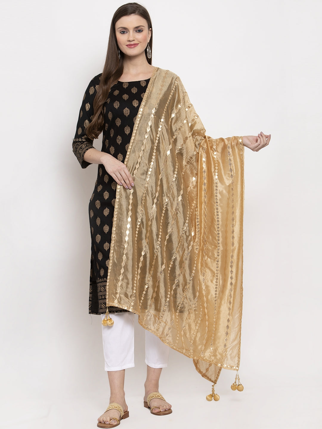 Fawn Gotta Patti Silk Dupatta