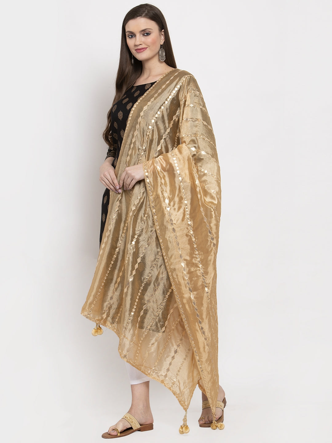 Fawn Gotta Patti Silk Dupatta