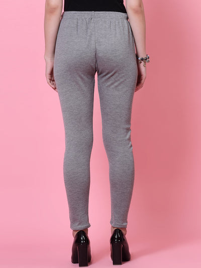 Mustard & Grey solid woolen leggings with elastic waistband and drawstring closure.