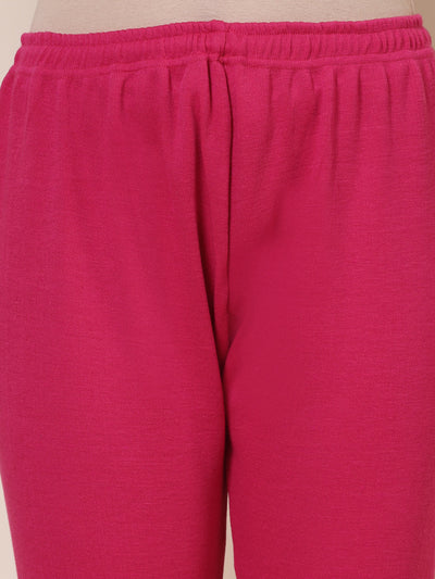 Magenta & Light Fawn Solid Woolen Leggings (Pack of 2)