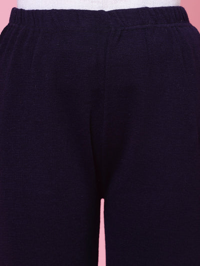 Navy Blue Woolen Palazzo with Elasticated Waistband