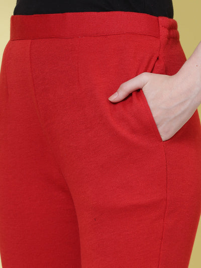 White & Red Solid Woolen Trouser (Pack of 2)