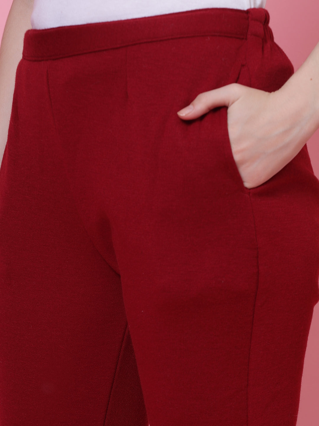 Maroon & Red Solid Woolen Trouser (Pack of 2)