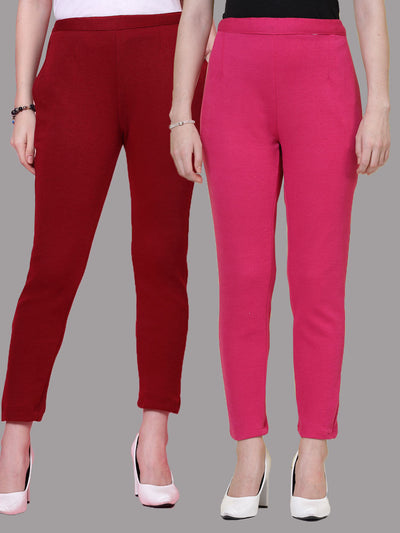 Maroon & Magenta Solid Woolen Trouser (Pack of 2)