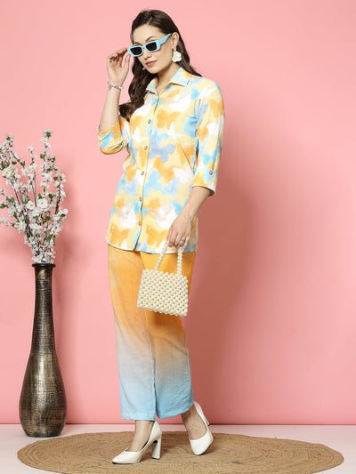 Women Printed Shirt with Trouser Co-ords Set