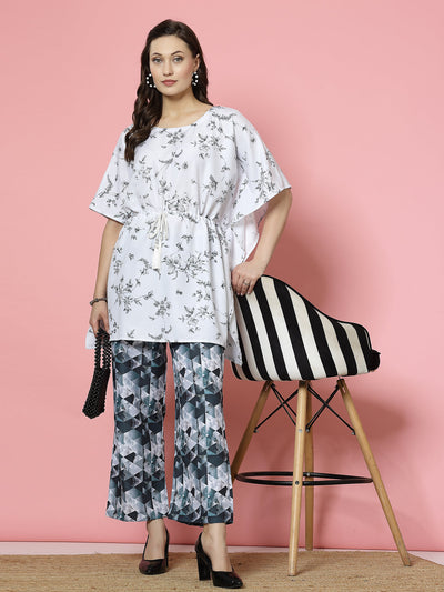 Women Floral Printed Kaftan with Trousers Co-Ords