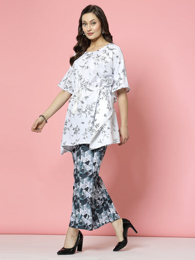 Women Floral Printed Kaftan with Trousers Co-Ords