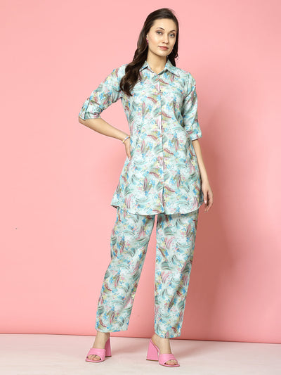 Women Abstract Printed Shirt with Trouser Co-Ords