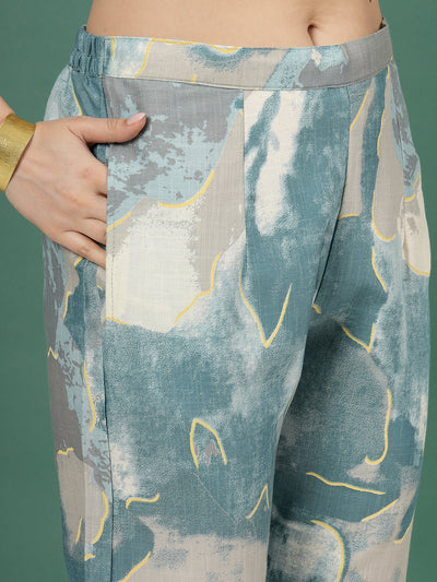 Abstract printed shirt with elasticated waistband trousers co-ords.