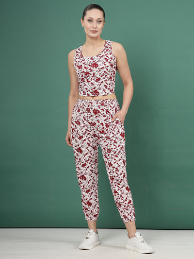 Women Printed Sleeveless Top with Joggers Co-Ords