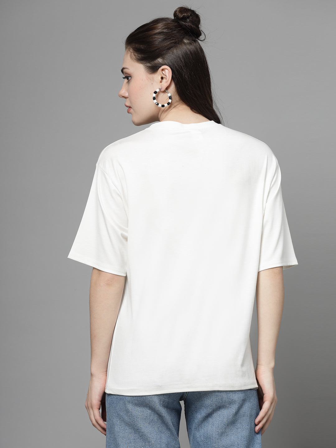 Women White Printed Regular Fit T-Shirt