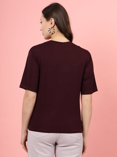 Wine printed regular fit T-shirt made from premium Tencel fabric, showcasing softness and eco-conscious design.