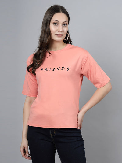 Pink printed regular fit T-shirt made from soft, sustainable Tencel fabric.