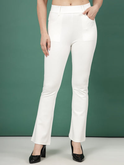 White regular fit jeggings by Clora made from NR Roma fabric.