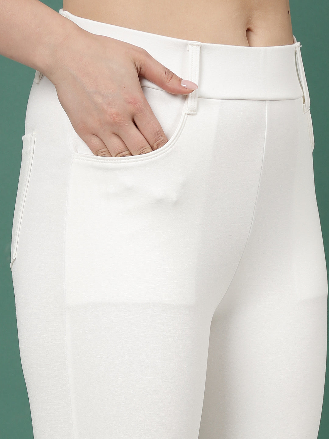 Women White Regular Fit Jeggings