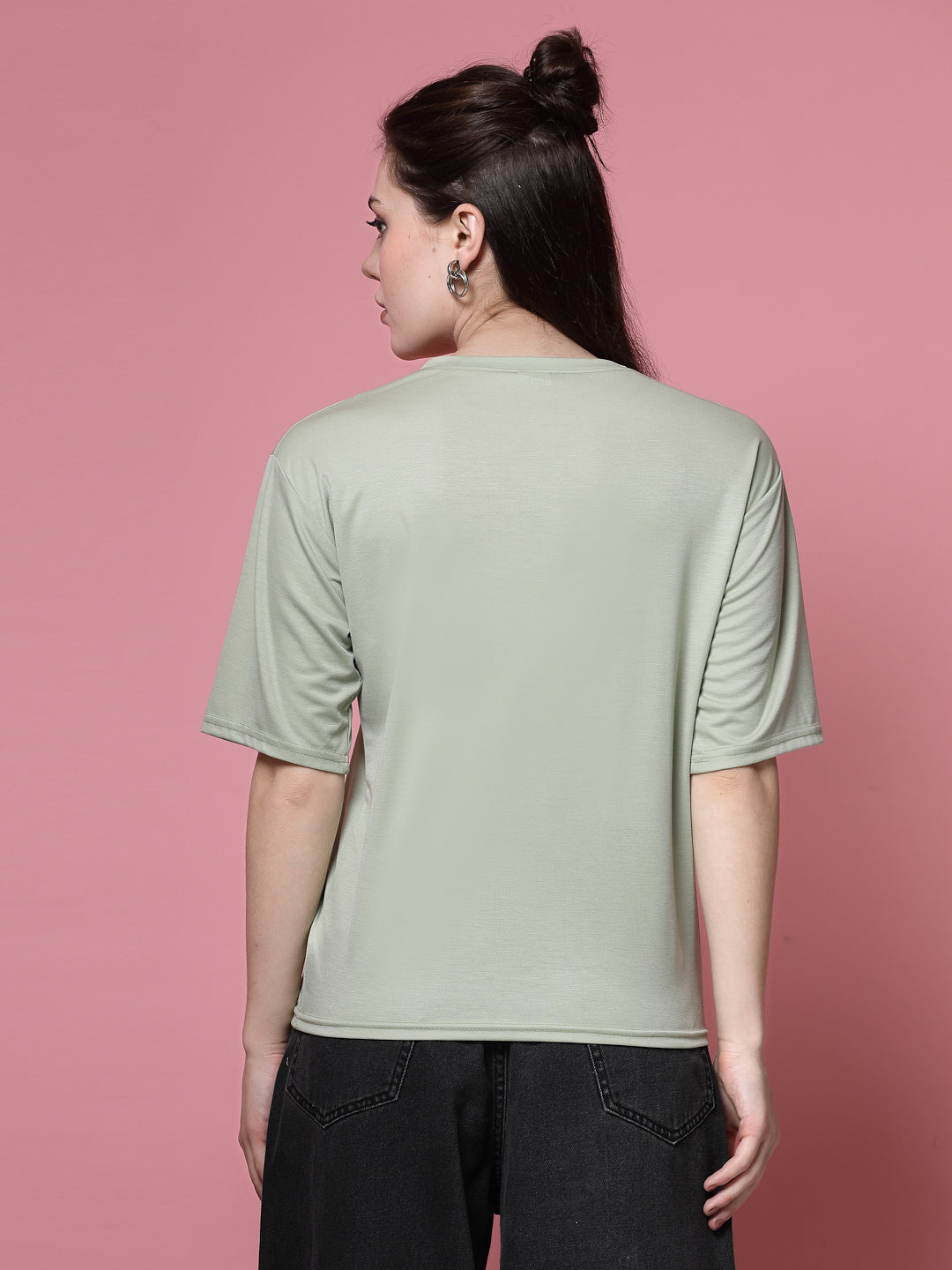 Solid White & Pista Green Regular Fit T-Shirt Pack, Short Sleeves, Round Neck, Tencel Fabric.