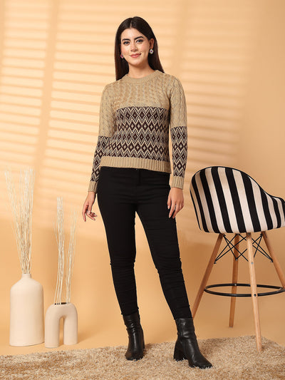 Fawn Self Design Woolen Regular Top 