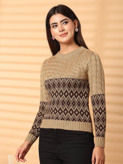 Fawn Self Design Woolen Regular Top 