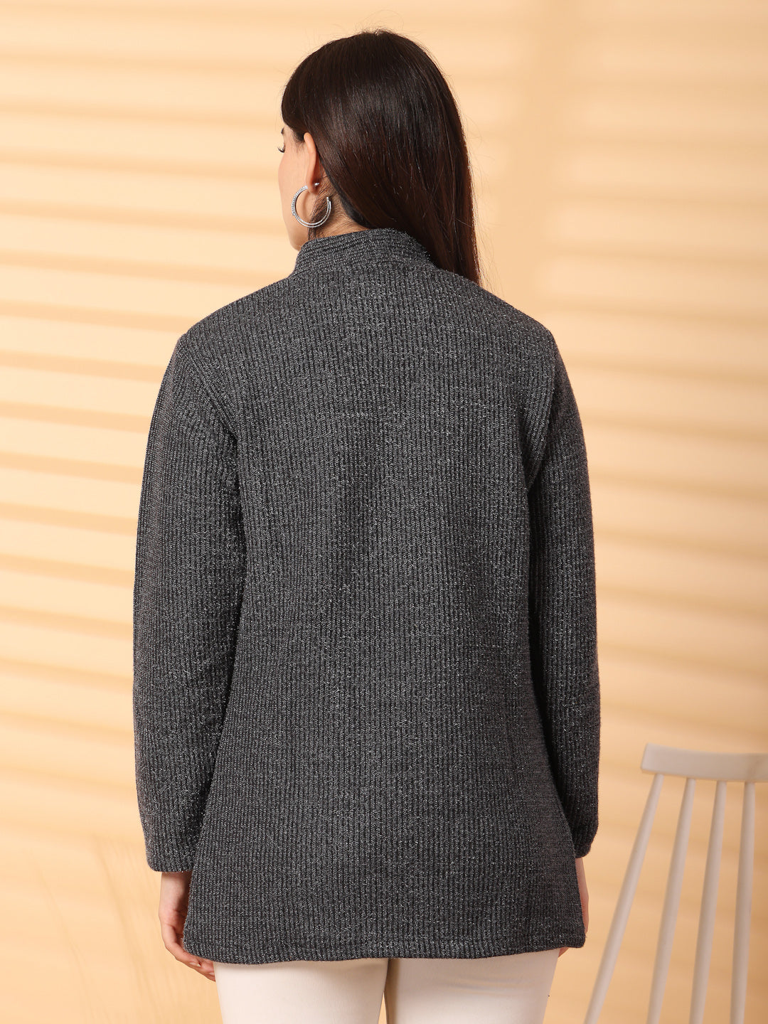 Black Woolen Knitted Cardigan 