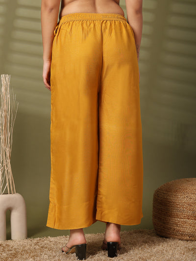 Mustard Solid Rayon Straight Palazzo