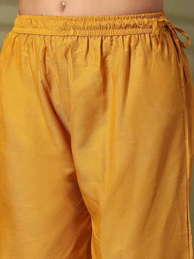 Mustard Solid Rayon Straight Palazzo