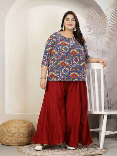 Women Solid Marron Flared Rayon Sharara