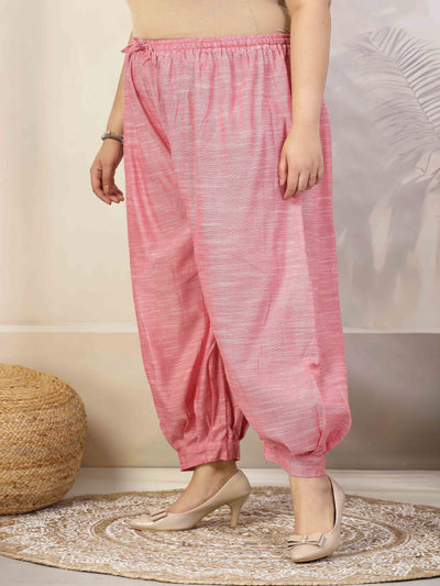 Women solid khadi cotton Afghani salwar with elasticated waistband and drawstring closure.