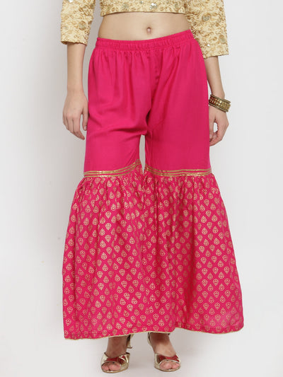 Clora Magenta Printed Rayon Gharara