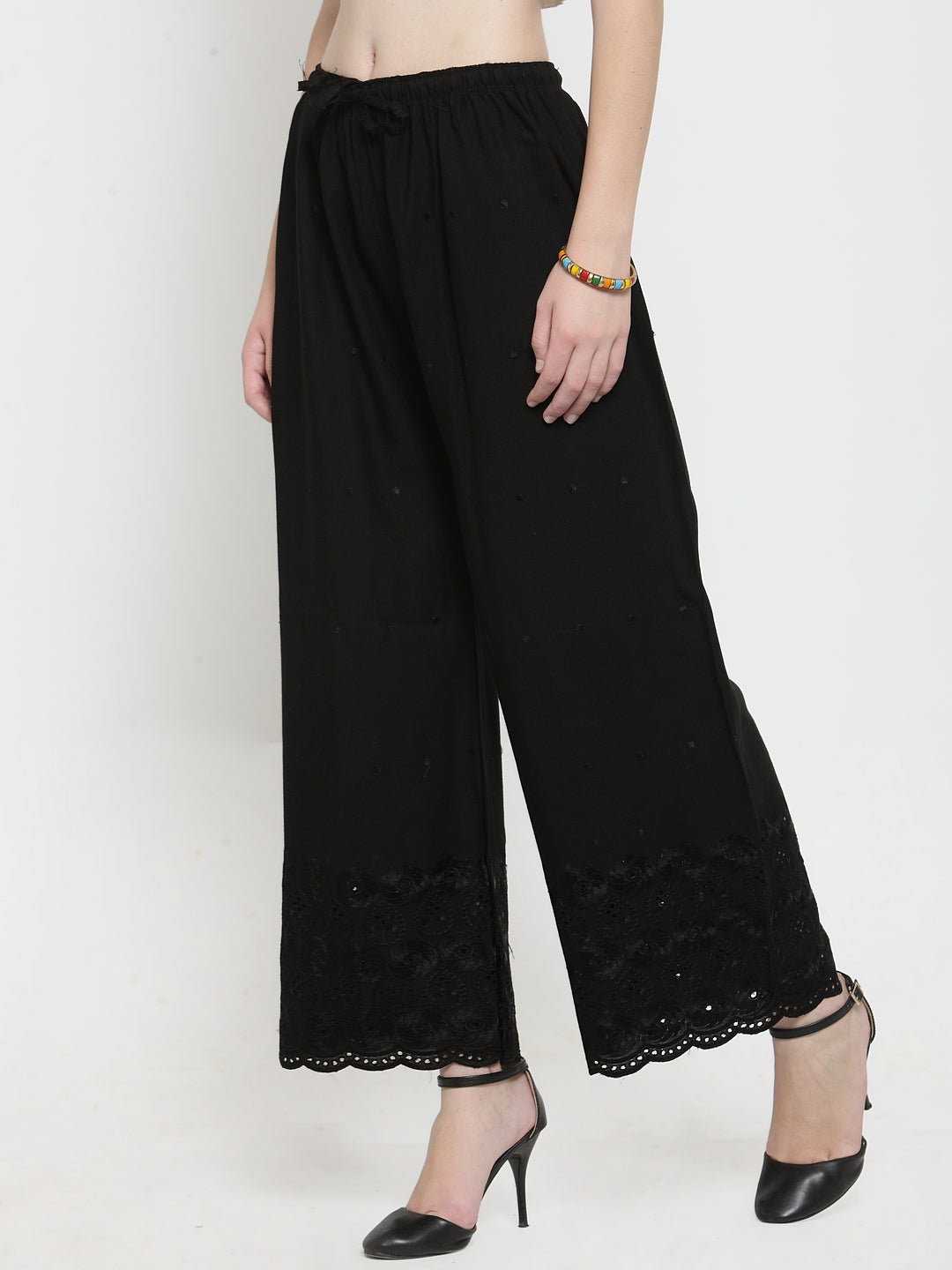 Clora Black Chikankari Rayon Palazzo