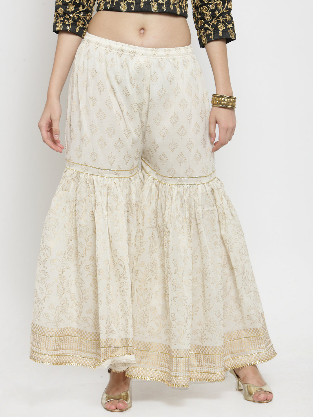 Clora Off-White Printed Gharara