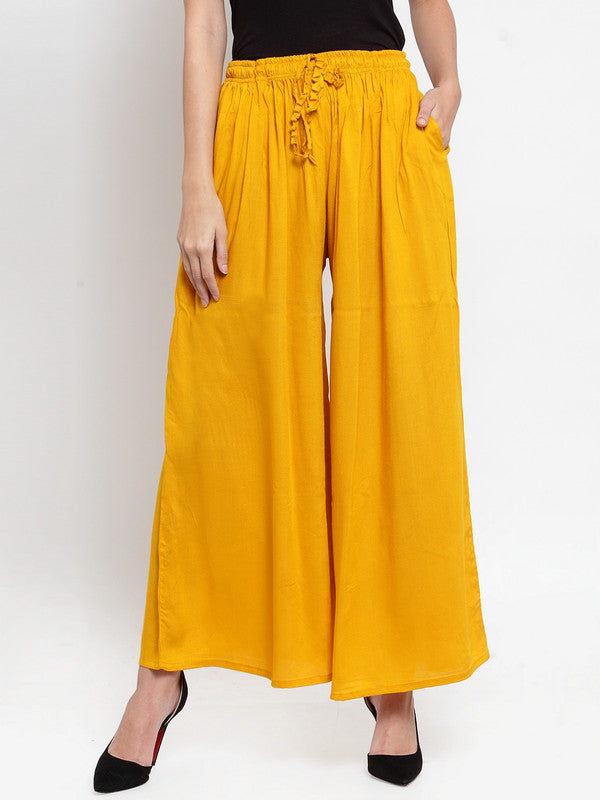 Clora Mustard Solid Rayon Sharara