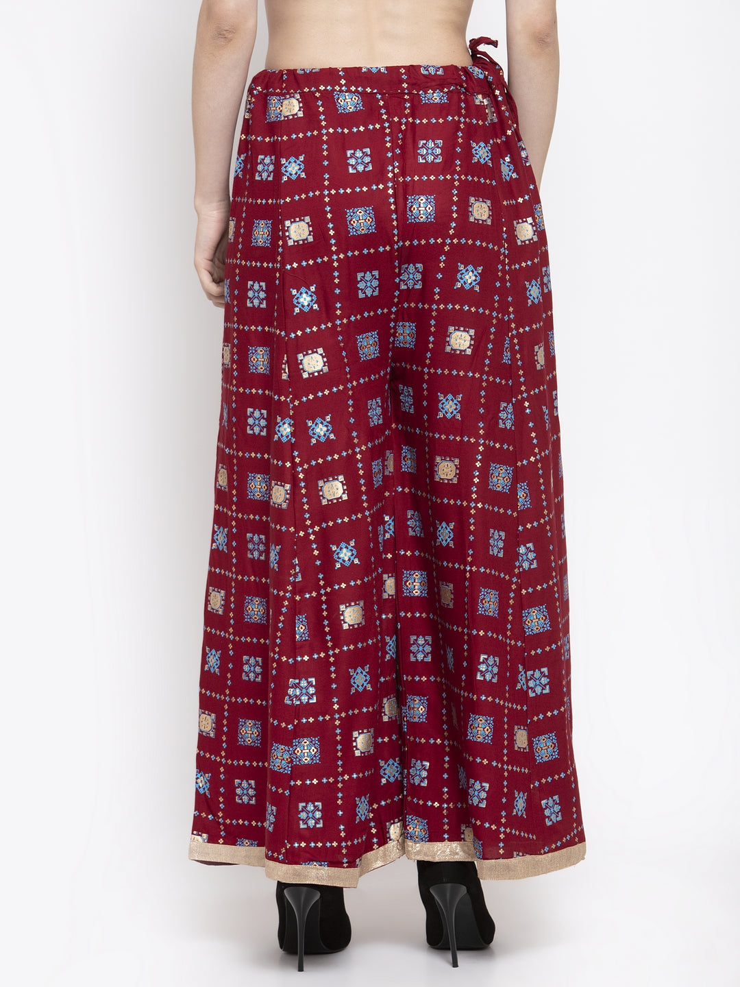 Clora Maroon Printed Rayon Sharara