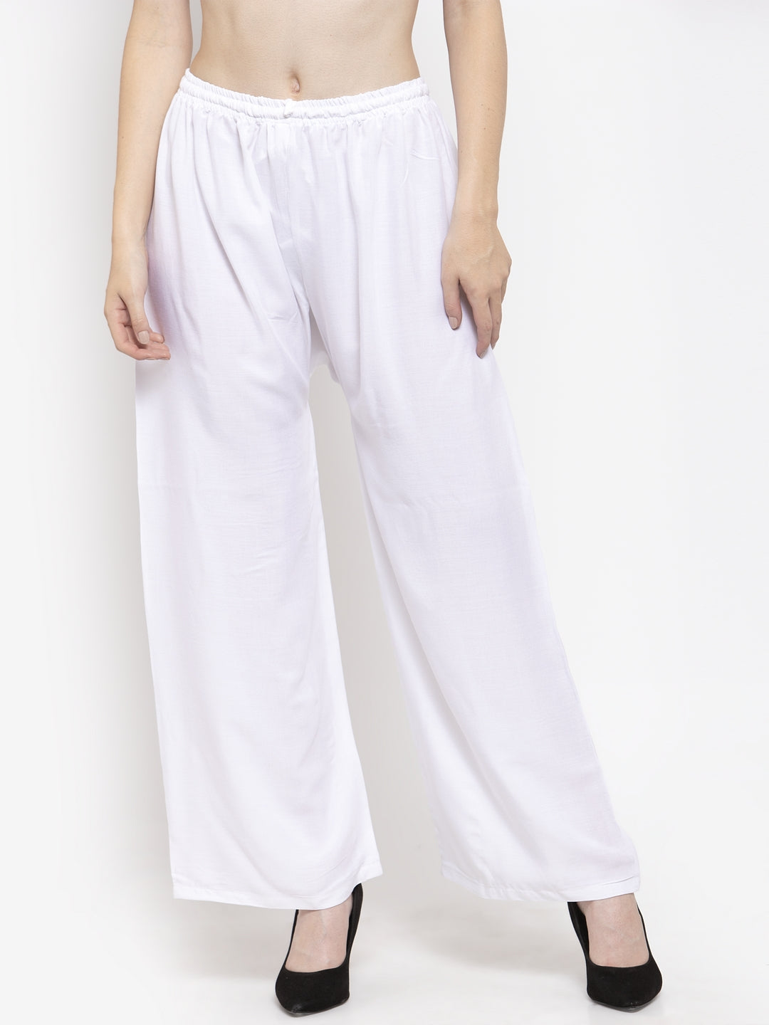 Solid white rayon palazzo pants from Clora Creation.