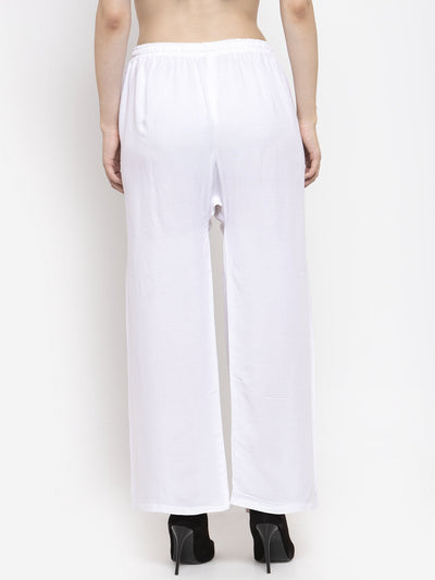 Solid white rayon palazzo pants from Clora Creation pack of 2.