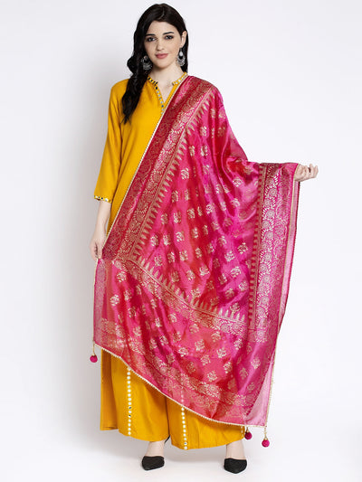 Clora Golden Heavy Mirror Work Net Dupatta