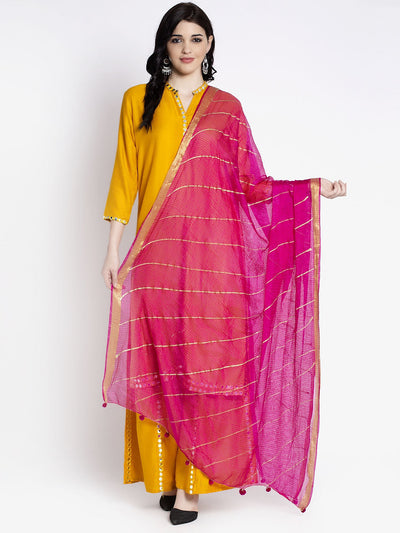 Clora Golden Heavy Mirror Work Net Dupatta