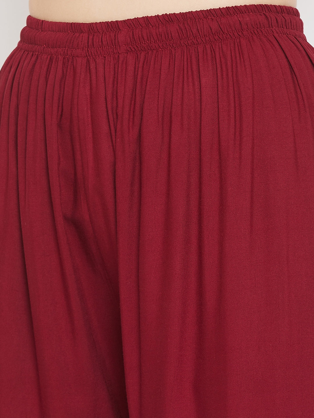 Clora Maroon Embellished Rayon Palazzo