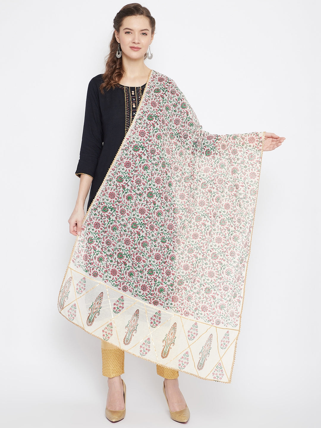 Clora Multi Printed Cotton Silk Dupatta