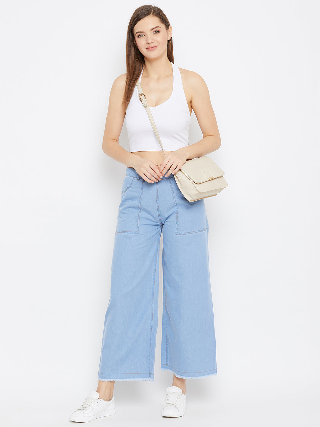 Buy SHOW OFF Womens Blue Faded Parallel Trousers Denim Trouser Online at  Best Prices in India  JioMart