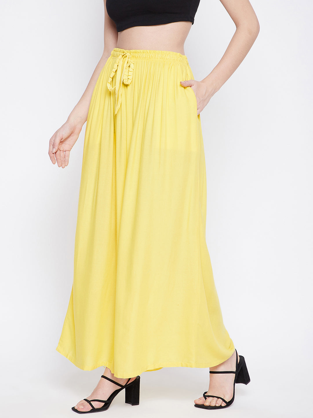 Clora Lemon Solid Rayon Sharara