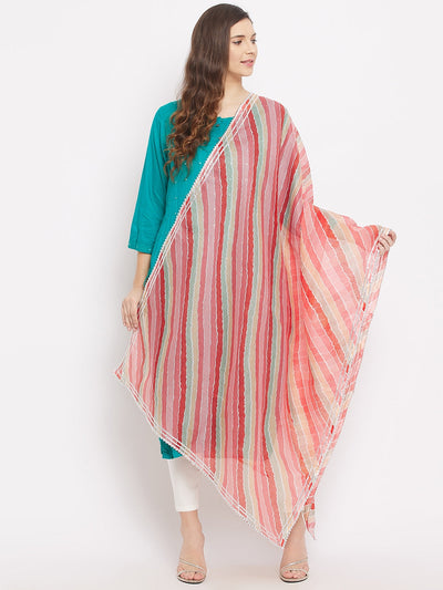 Clora Multicoloured Leheriya Tie-Dye Kota Doria Cotton Dupatta 1