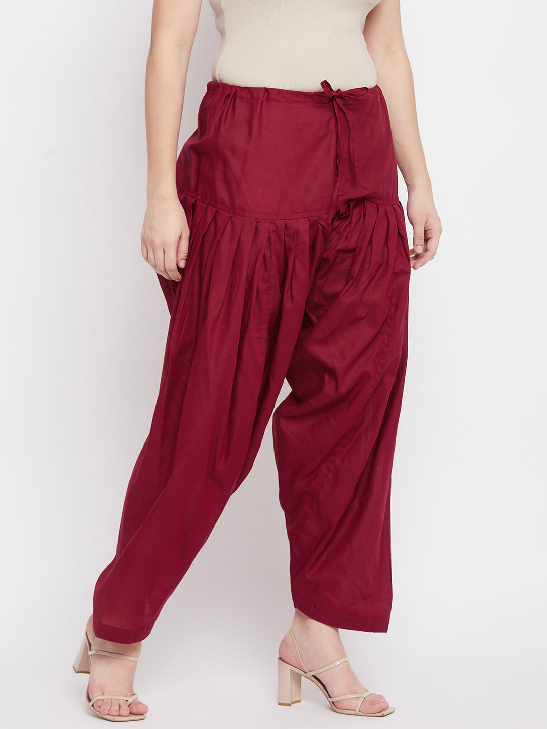 Maroon solid pure cotton salwar, lightweight and comfortable.