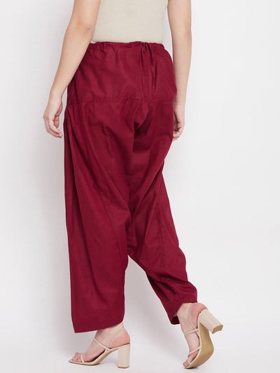 Maroon solid pure cotton salwar from Clora, lightweight and comfortable for all-day wear.