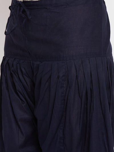 Navy blue solid pure cotton salwar by Clora, lightweight and comfortable.