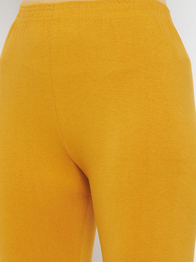 Clora Mustard Solid Ankle Length Leggings