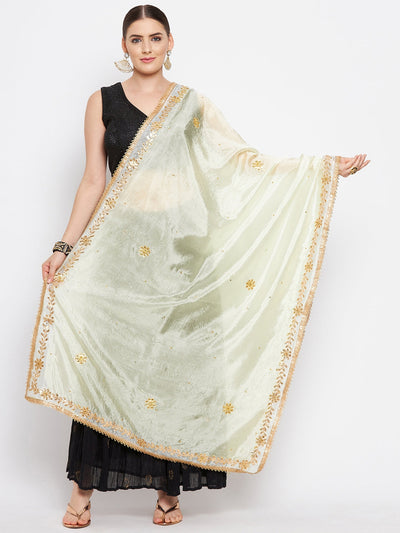 Clora Cream Embellished Silk Blend Dupatta