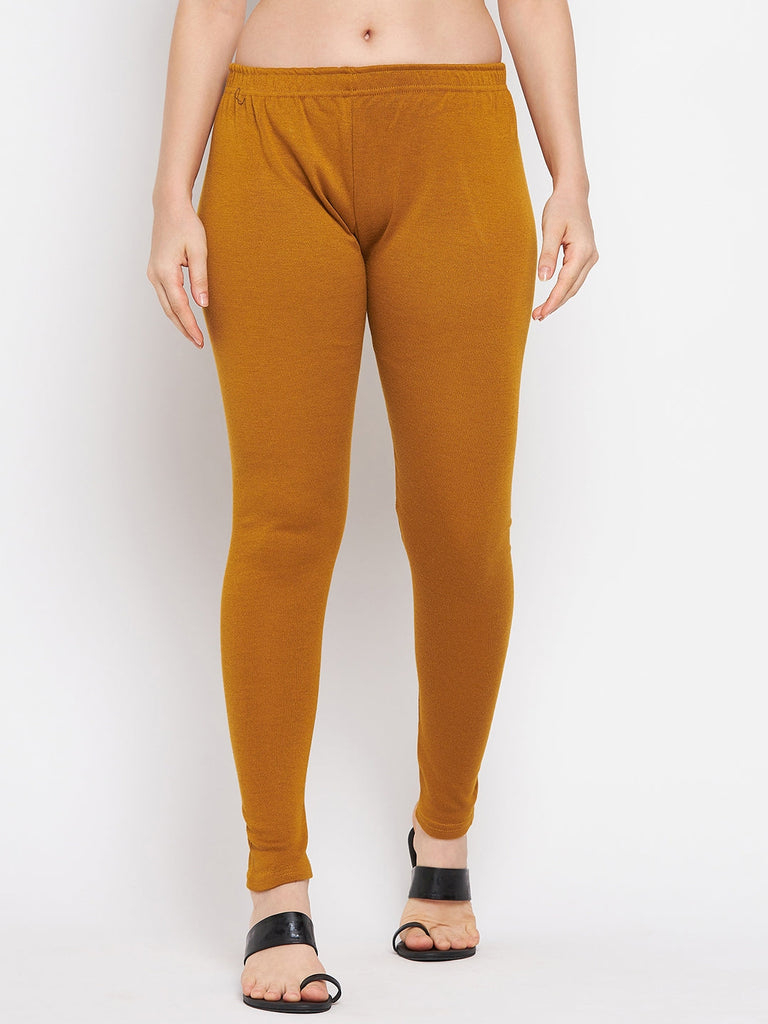 Clora Mustard Solid Woolen Leggings - Clora Creation