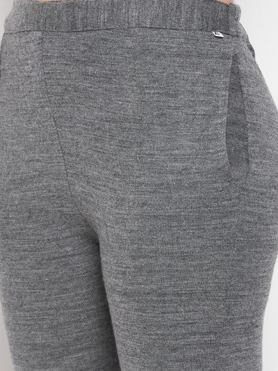 Clora Grey Solid Woolen Trouser